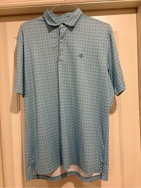 johnnie-O Light Blue Micro-Print Polo